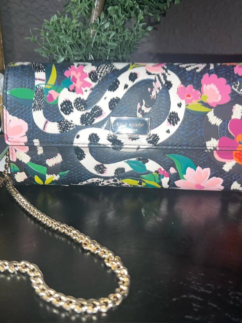 KATE SPADE Sammy Snake Flap Chain Crossbody Bag